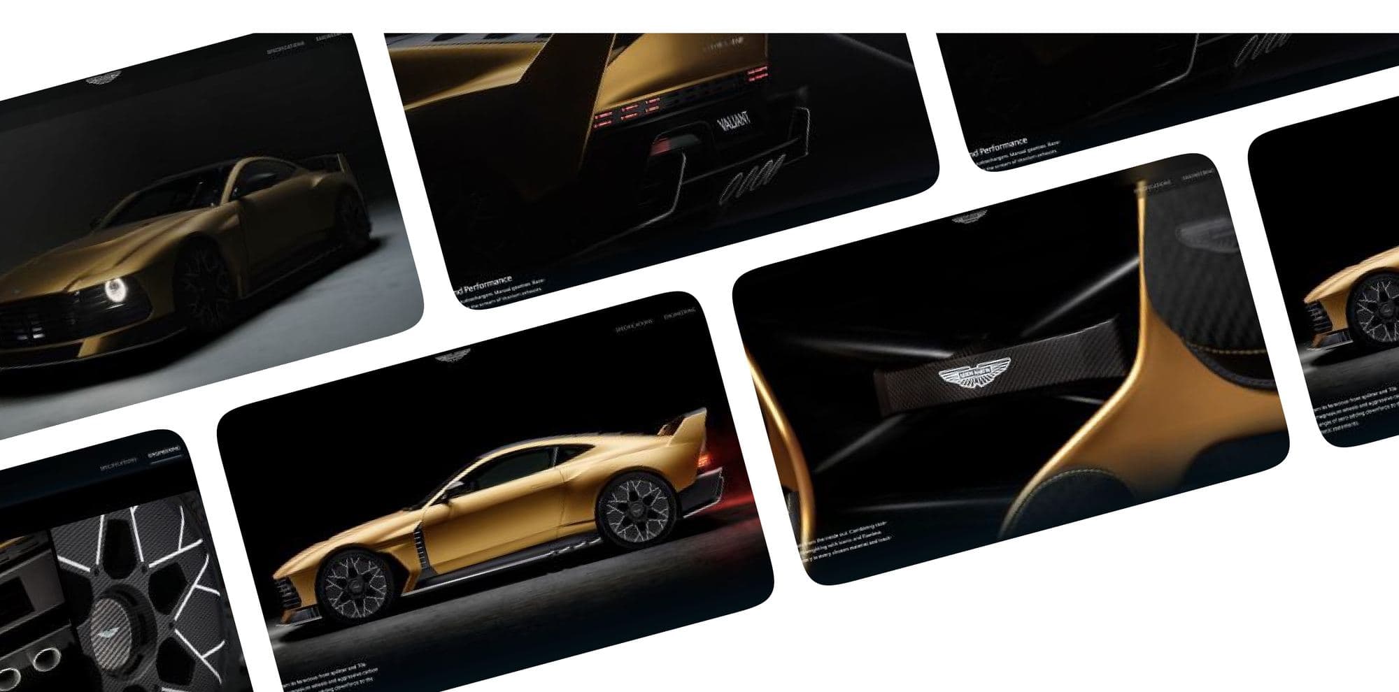 Aston Martin flagship pages, Valour and DB12 Goldfinger Edition